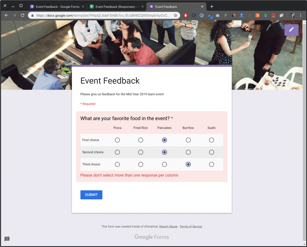 No duplicated choice in ranked answers