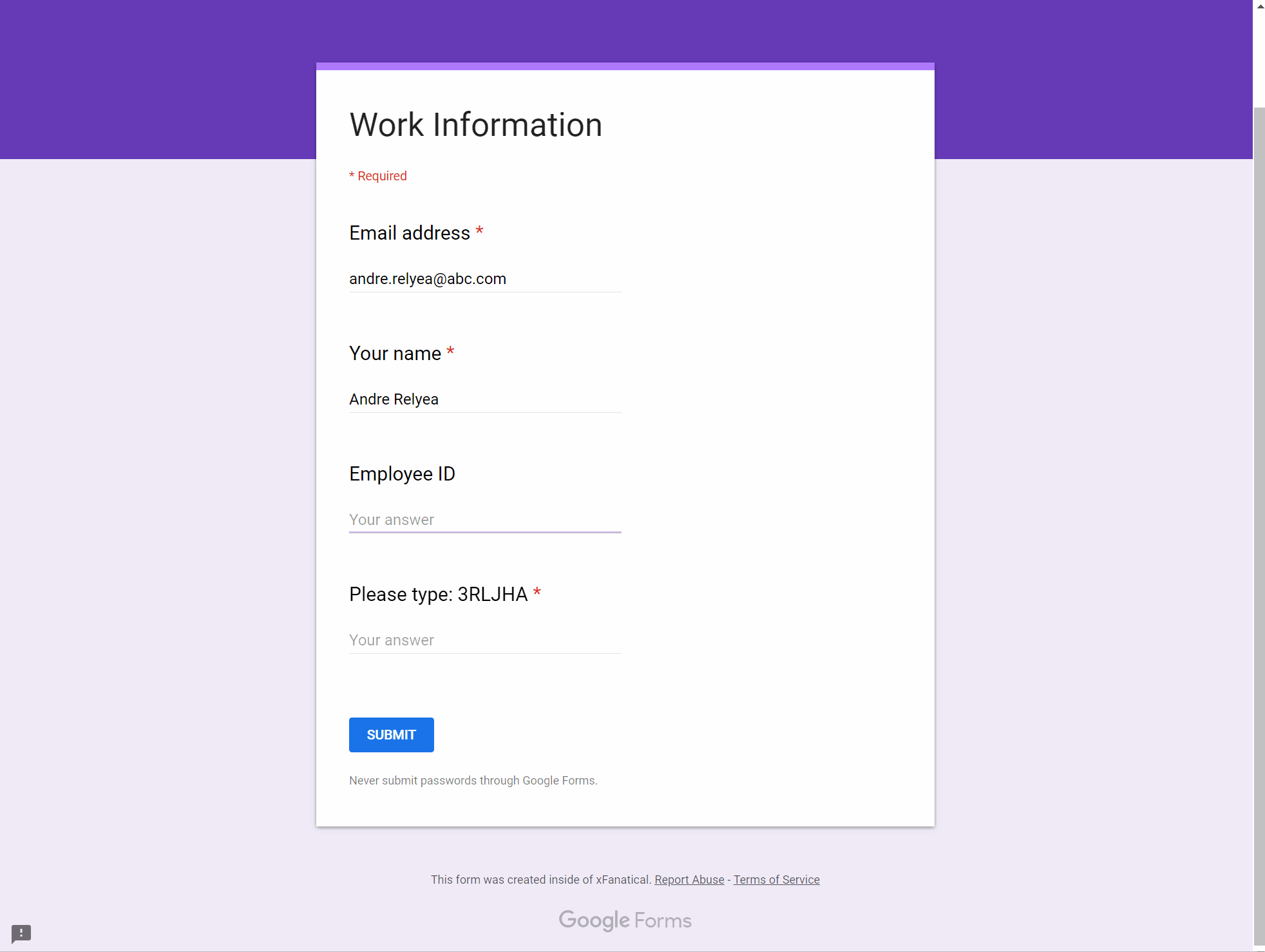 google forms spam bot