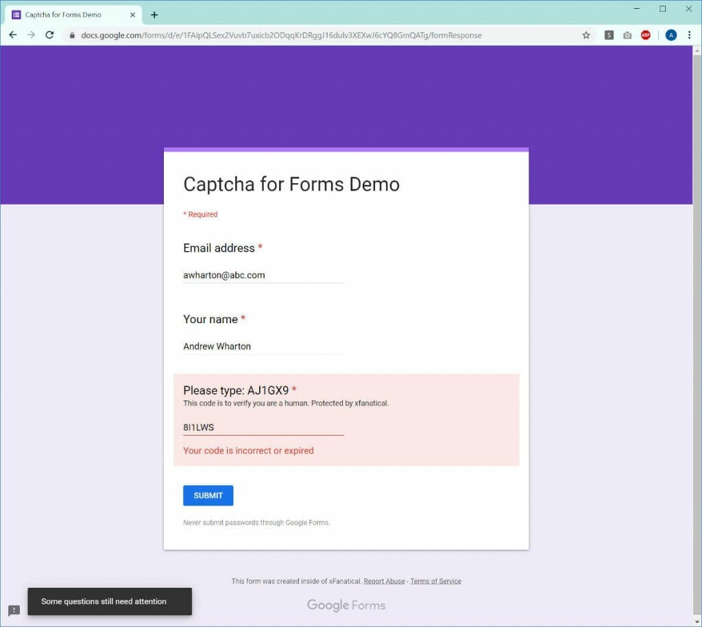 Google Forms Captcha Anti Spamming For Google Forms Xfanatical