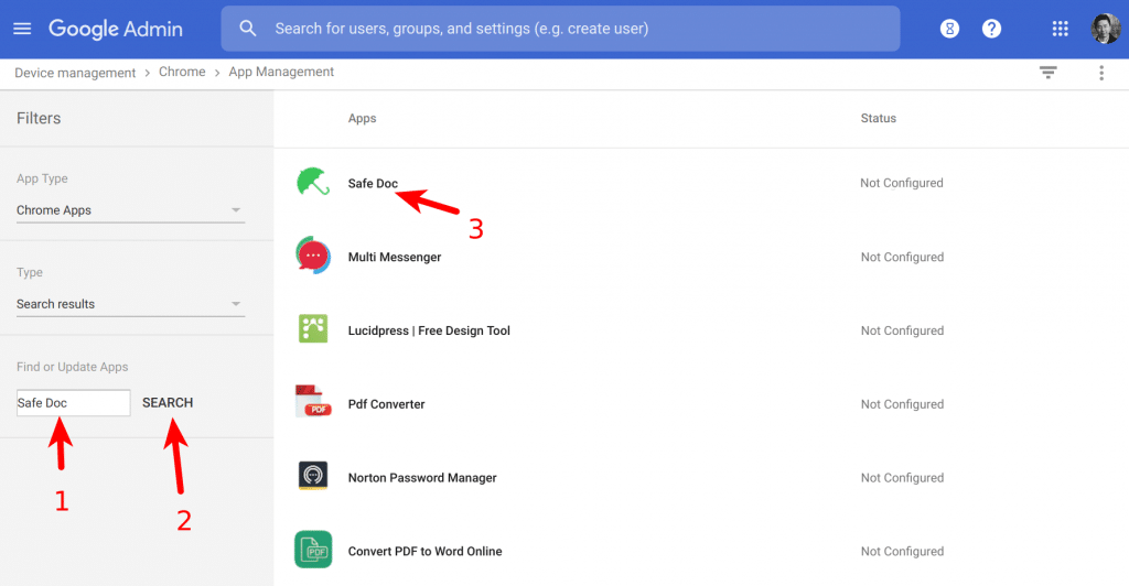 Find and Install Safe Doc in App Management