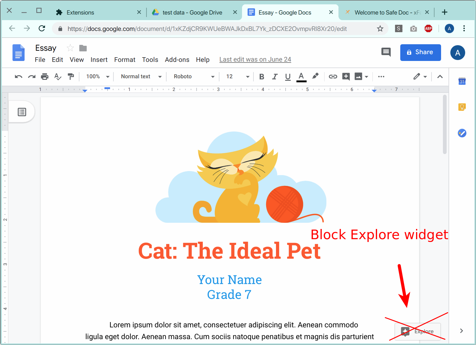 Block Explore Widget in Google Docs