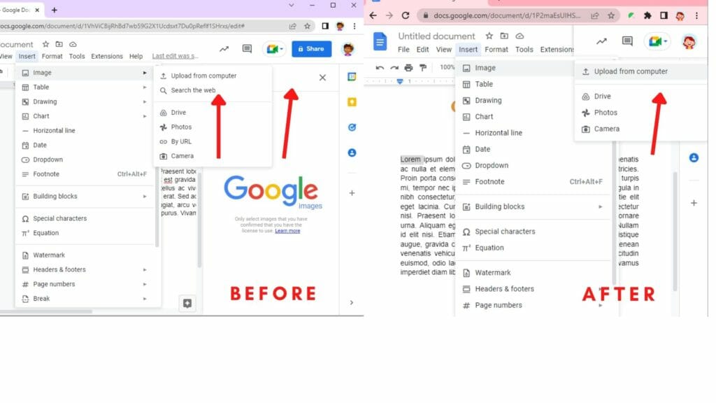 Block Image Searching in Google Docs Editors