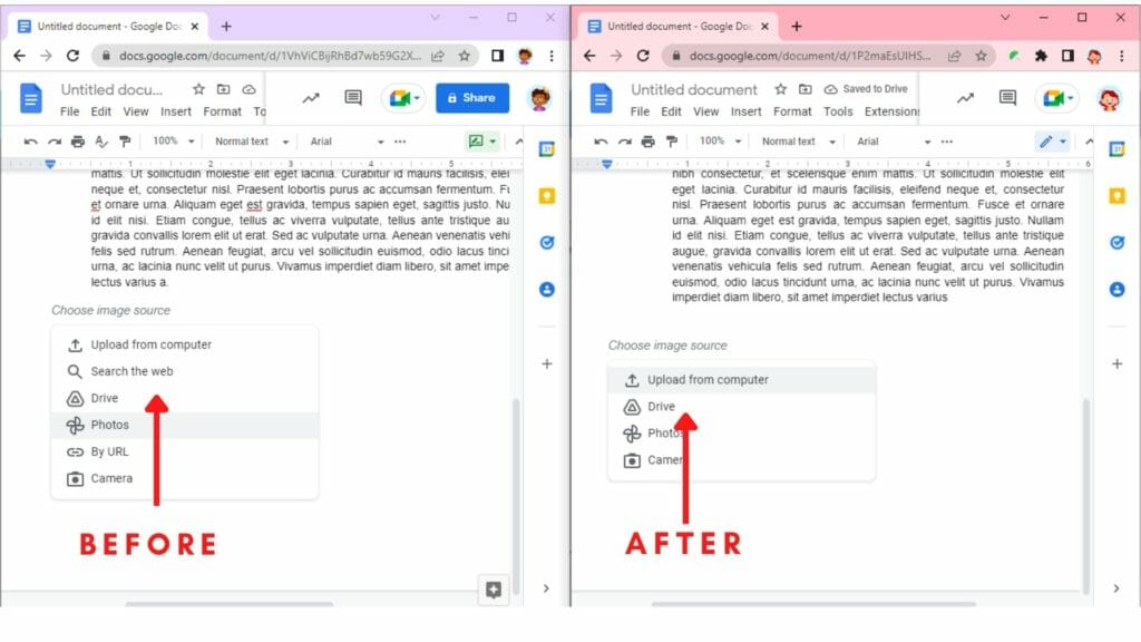 Block image searching in Google Docs. | Image searching in Explore Sidebar | Safe Docs by xFanatical