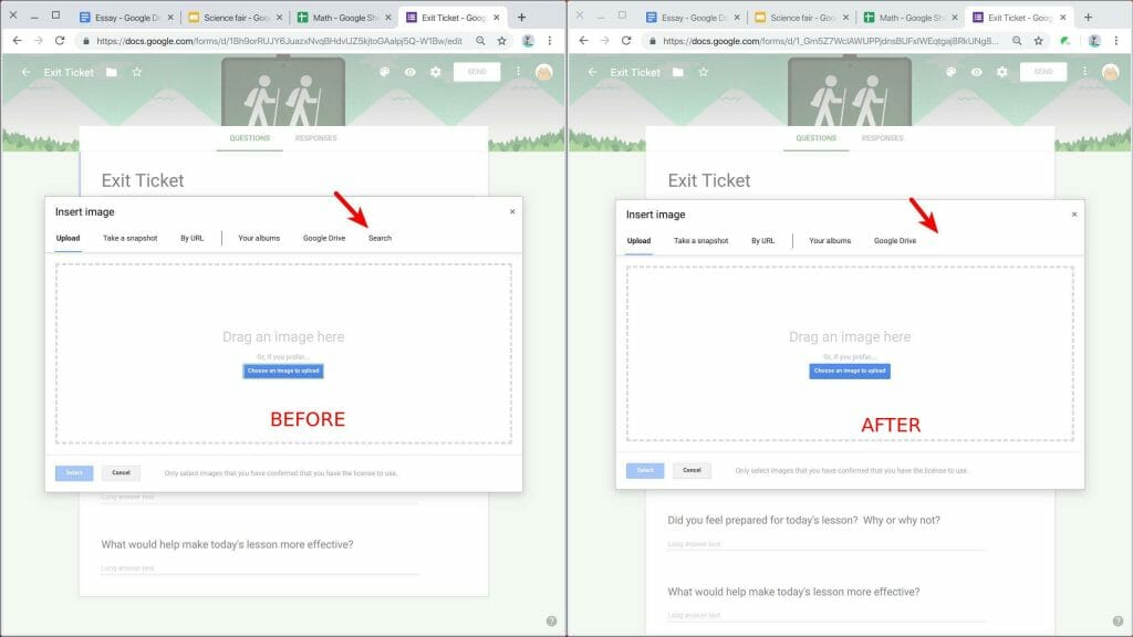 Safe Doc blocks image search tab in Forms