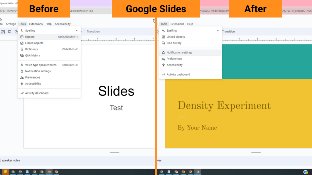 How to disable explore tool in Google Docs and Slides