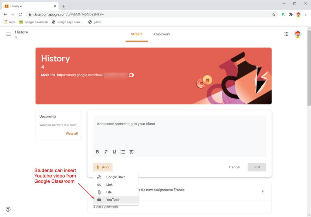 Students can insert YouTube videos in the Google Classroom | block YouTube search google workspace