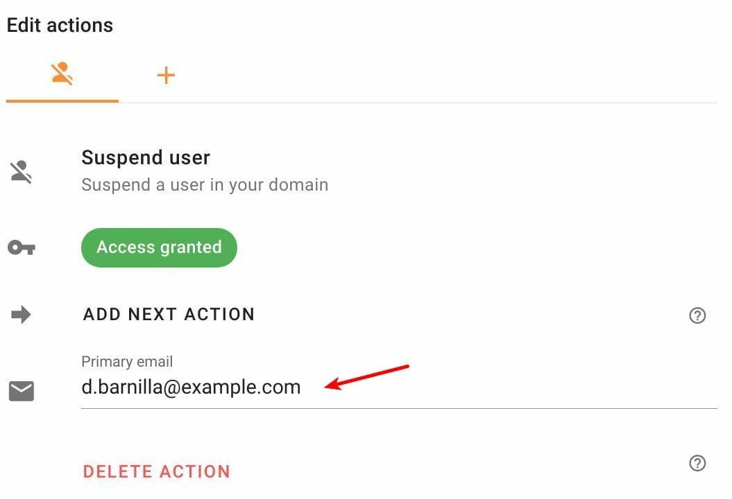 Edit Suspend user action in Foresight