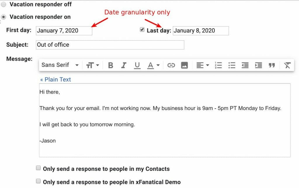 Automate Recurring Out Of Office Reply In Gmail Xfanatical