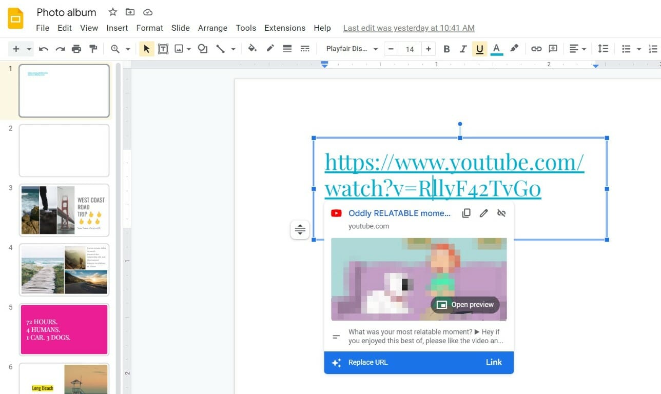 Link Preview Youtube Videos in Slides