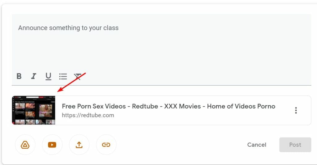 Link thumbnails in Google Classroom Stream