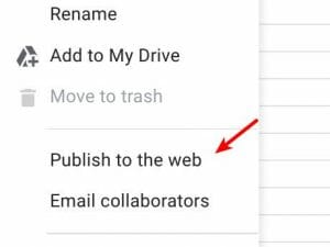 Publish to the web feature in docs, sheets, slides and drawings