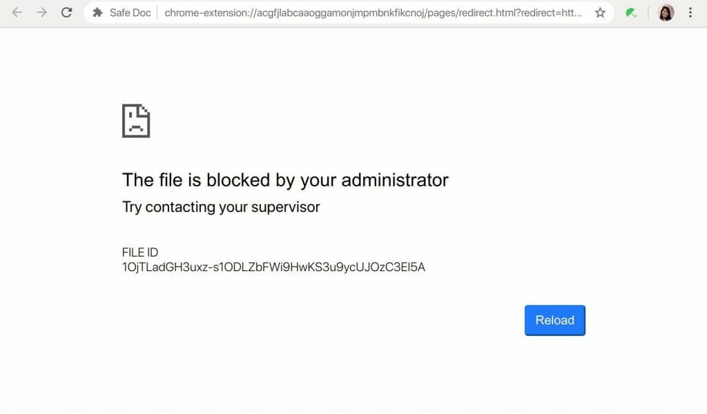 Shared Google Drive File Blocked by Safe Doc