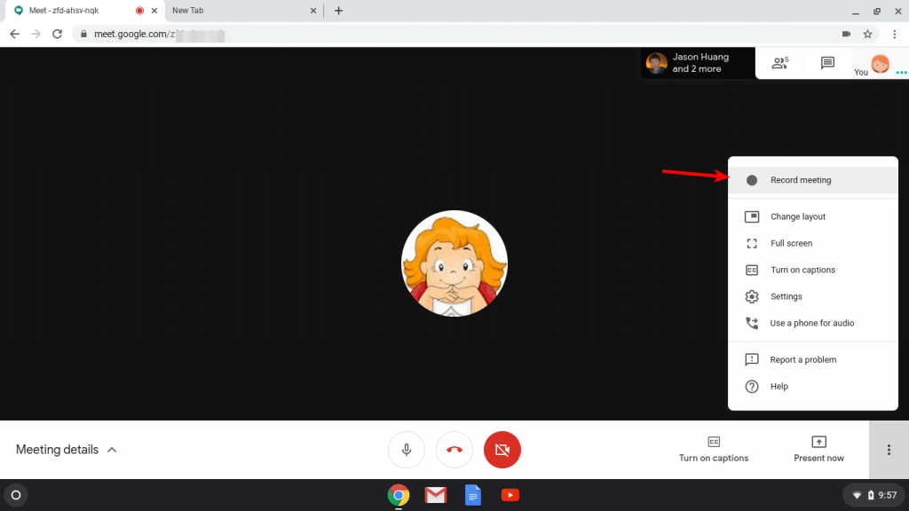 Record Meeting in Google Meet