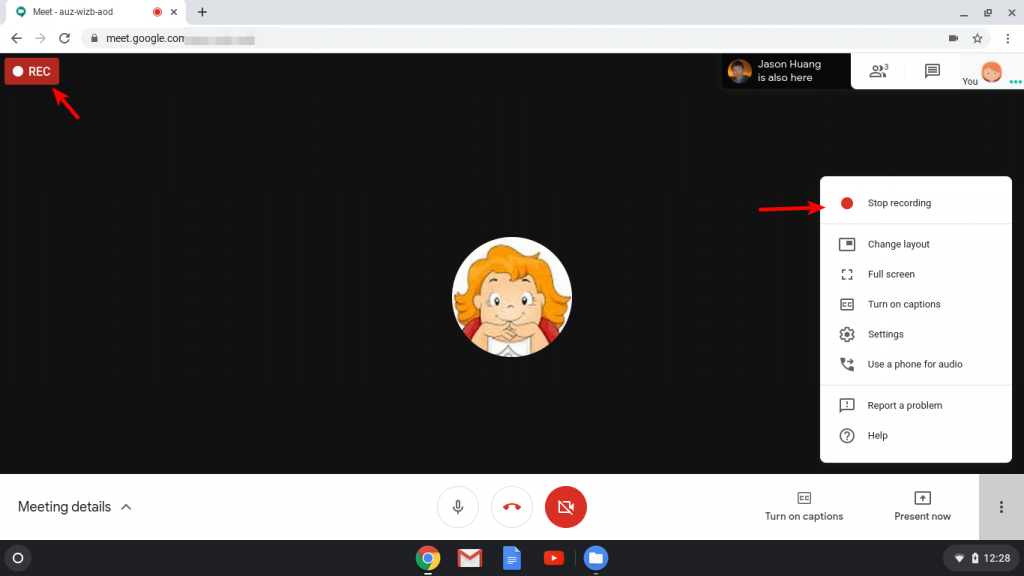 Students stop recording in Google Meet