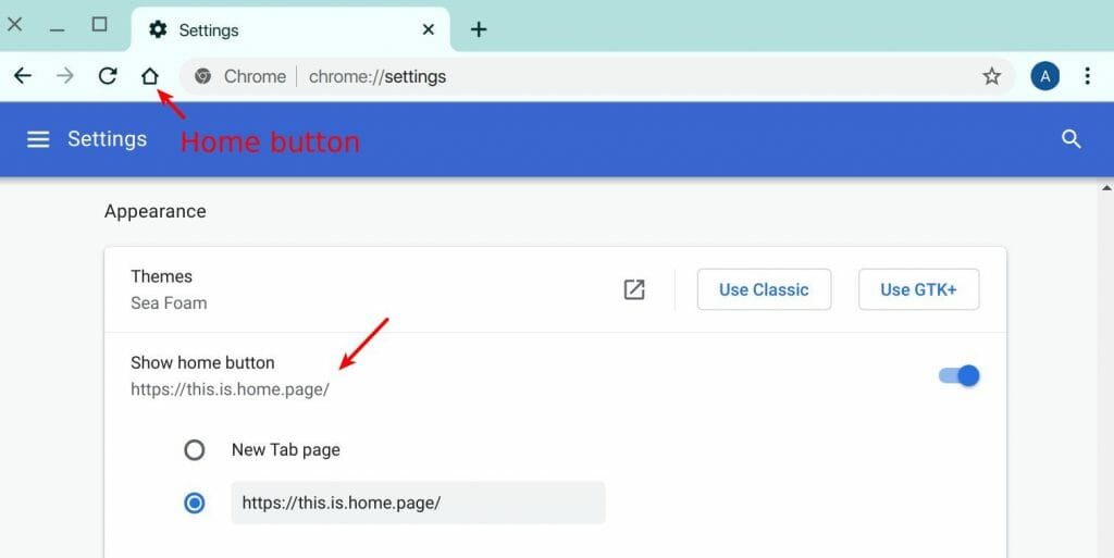 Chrome Home Page Settings