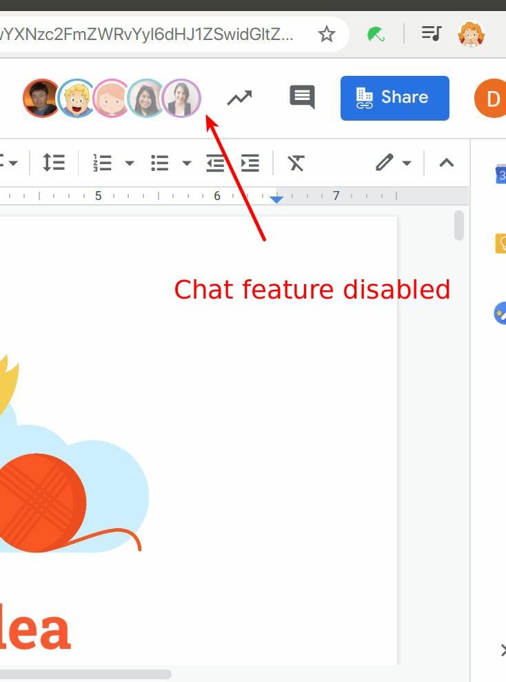 Chat feature disabled in Google Docs