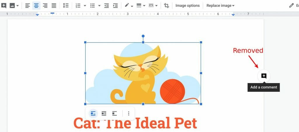 Google Doc's right edge Add Comment button removed