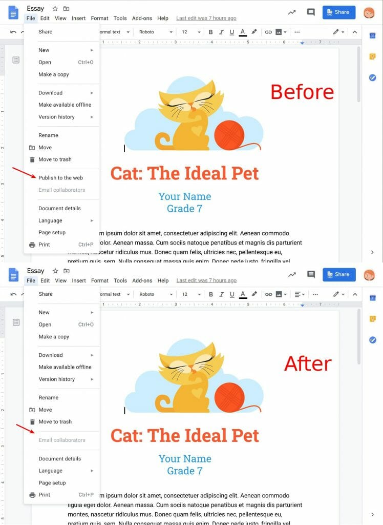 Publish to the web feature in Google Docs disabled by Safe Doc