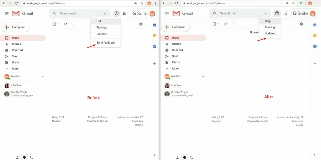 Send feedback disabled by Safe Doc in Gmail
