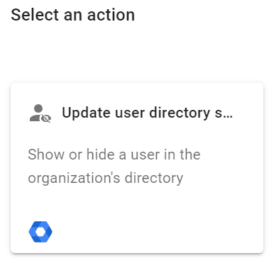 Select an action Update user directory sharing action