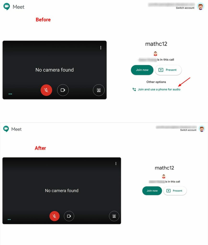Join and use a phone for audio in the Google Meet waiting room