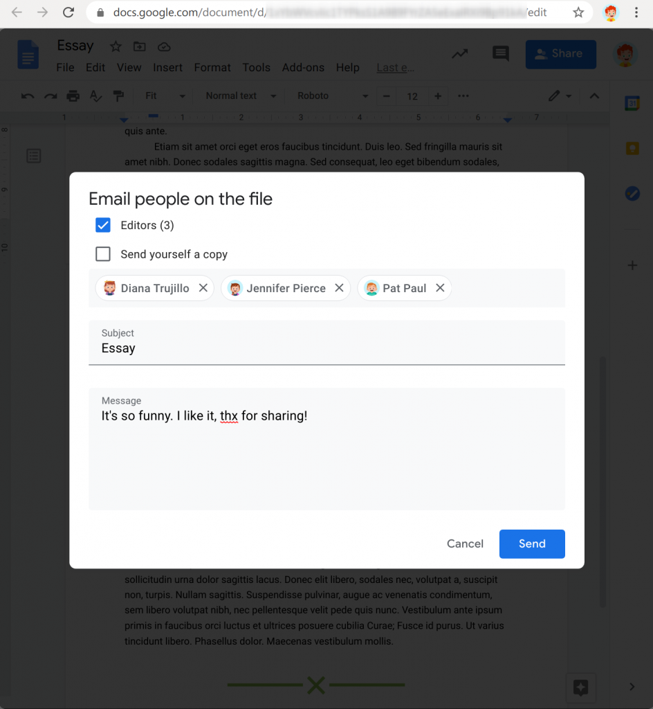 Email collaborators in Google Docs