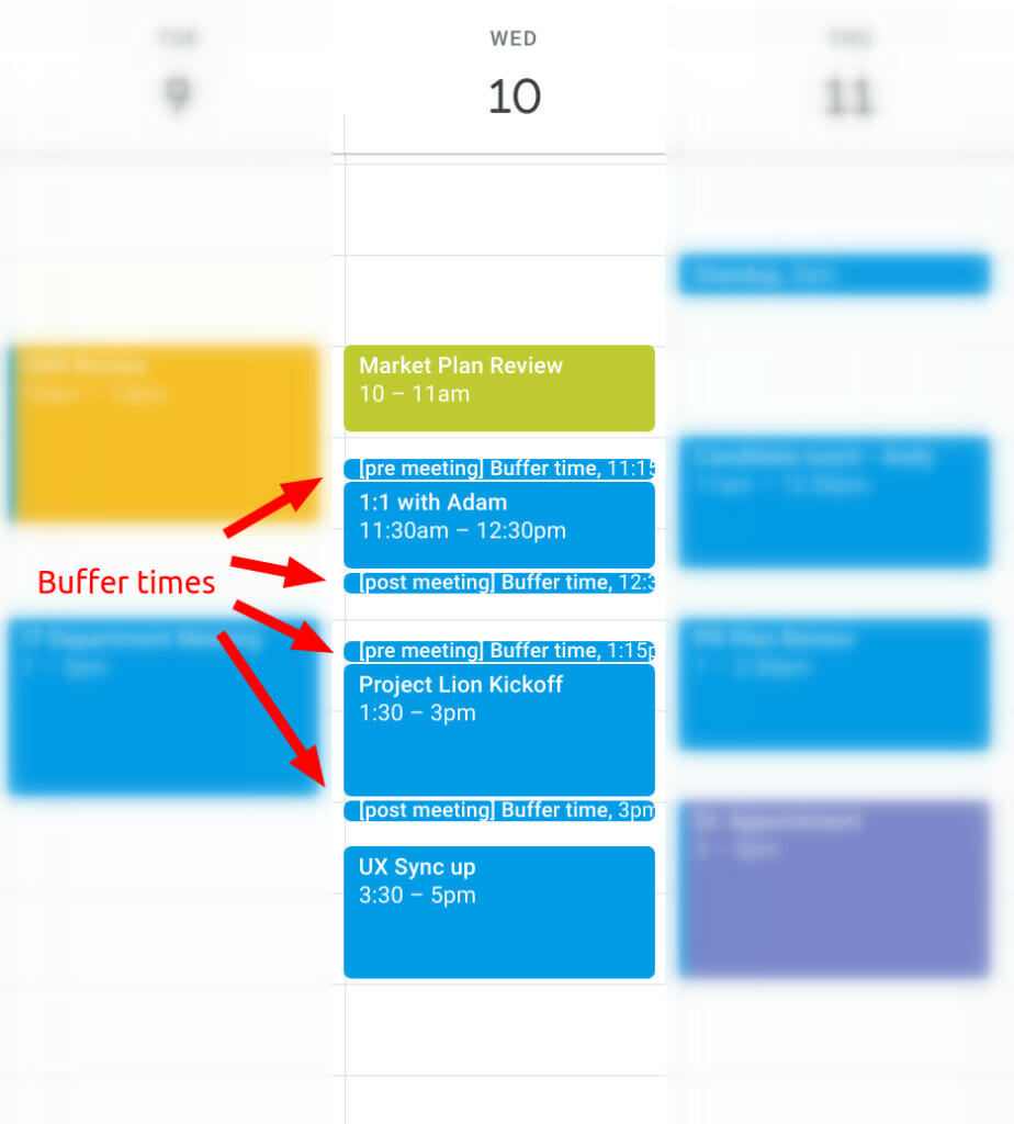 Personal buffer times to prevent overbooking in Google Calendar
