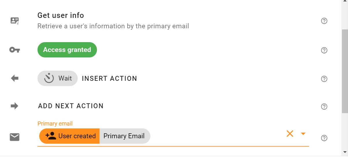 In the Primary email field, select the Primary Email variable in the drop down list