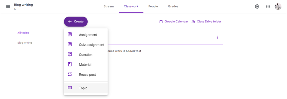 I use SEVERAL Google Classrooms and would like to use a folder