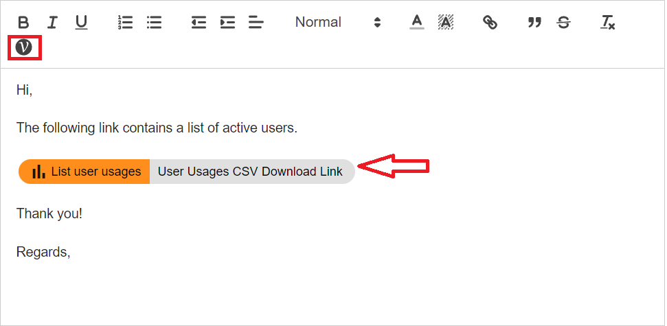 Compose an Email for active user link