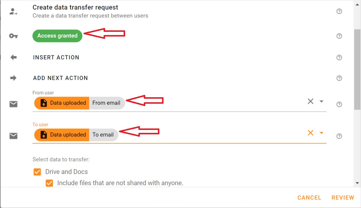 Choose From email in the From user field and To email in the To user field