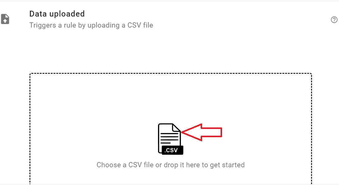 Click on the upload box and upload the downloaded .CSV file
