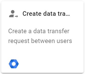 Select an action screen, click the Create data transfer request