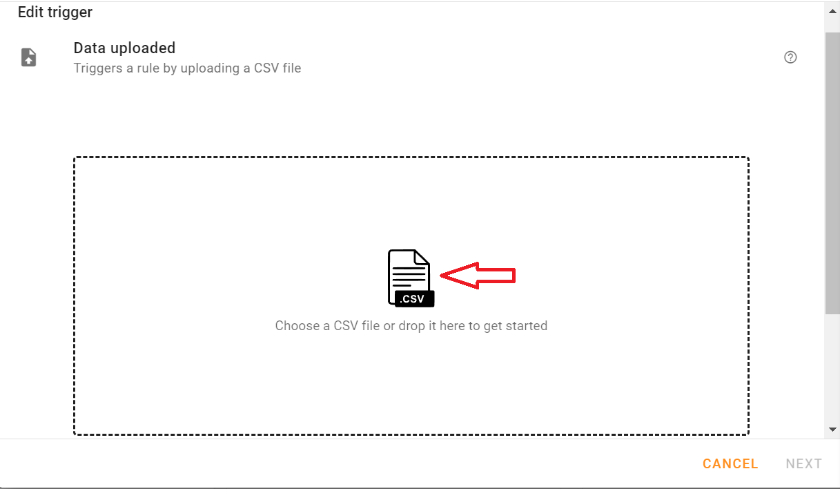 Upload the CSV file containing the updated information