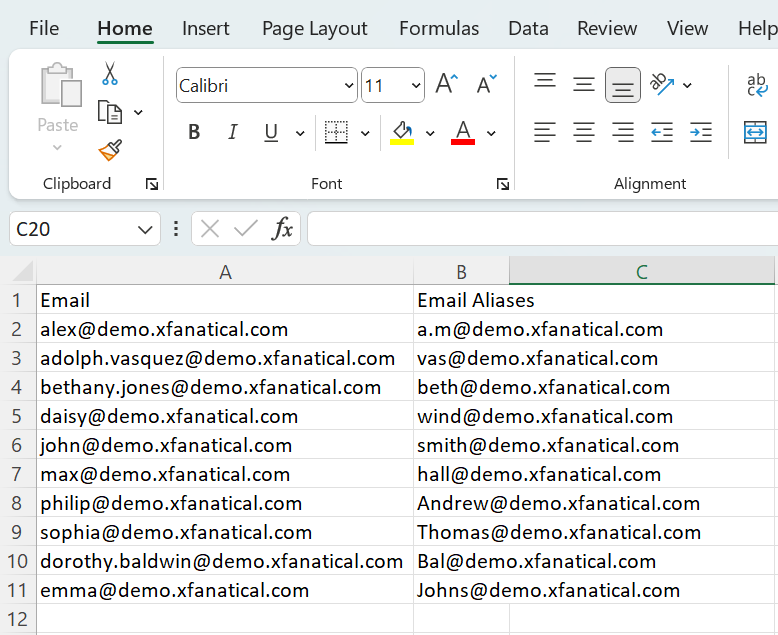 prepare a list of users whose email aliases need to be deleted