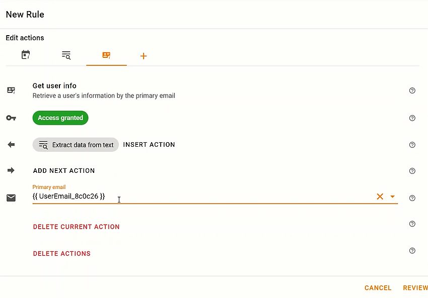 Auto remind new user to enroll in 2FA - Rule B - edit get user info action