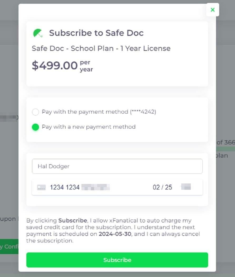 Confirm the next billing date and click Subscribe