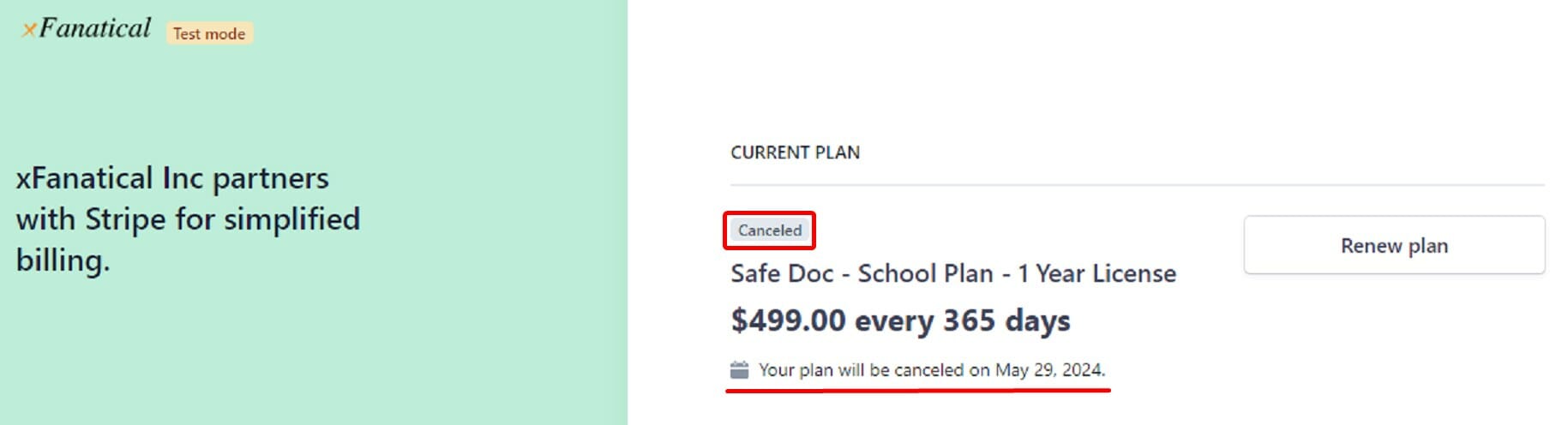 plan will be canceled on some date