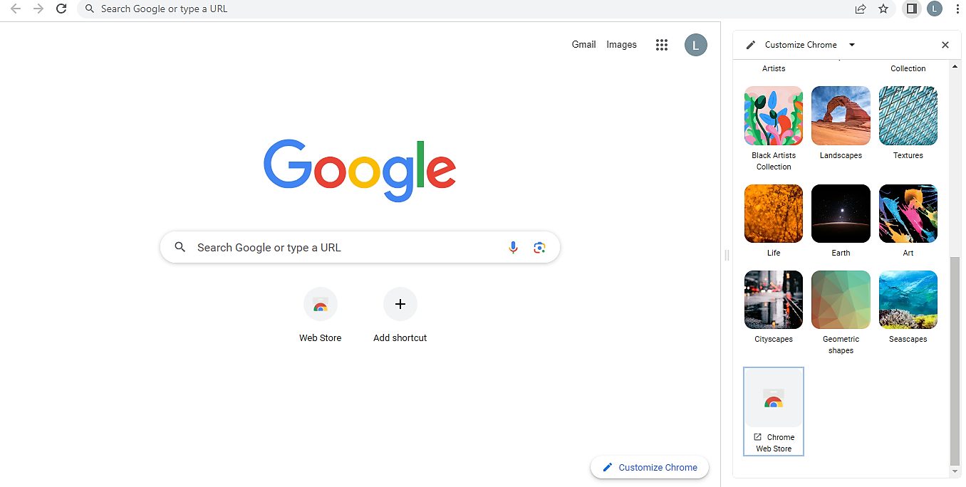 change the background on Google
