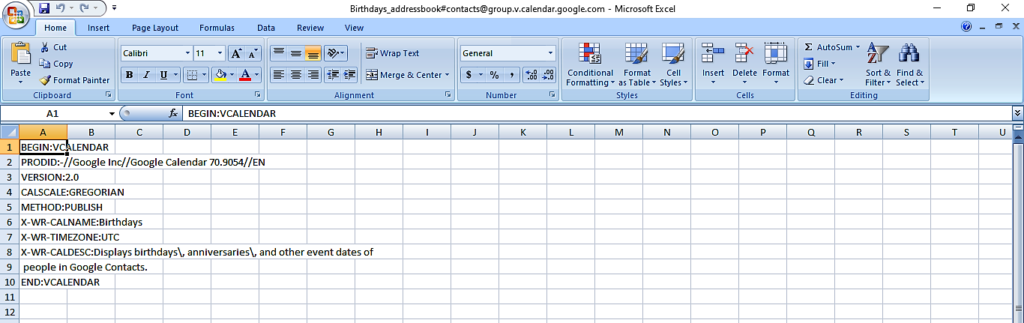 export Google Calendar to Excel