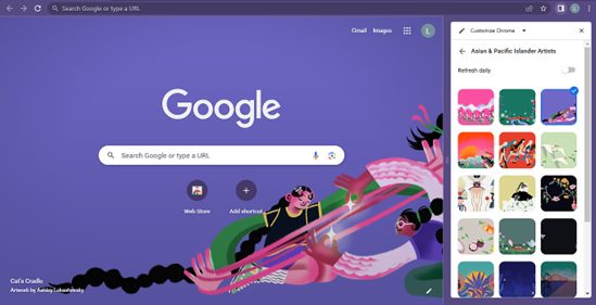 change the background on Google