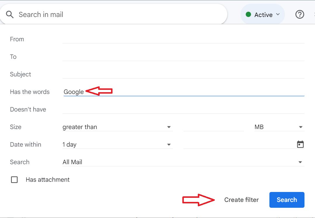 create filters in Gmail