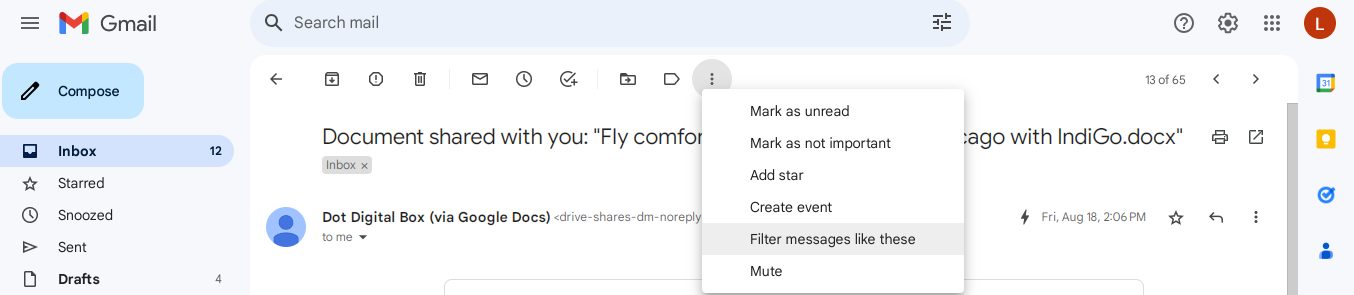 create filters in Gmail