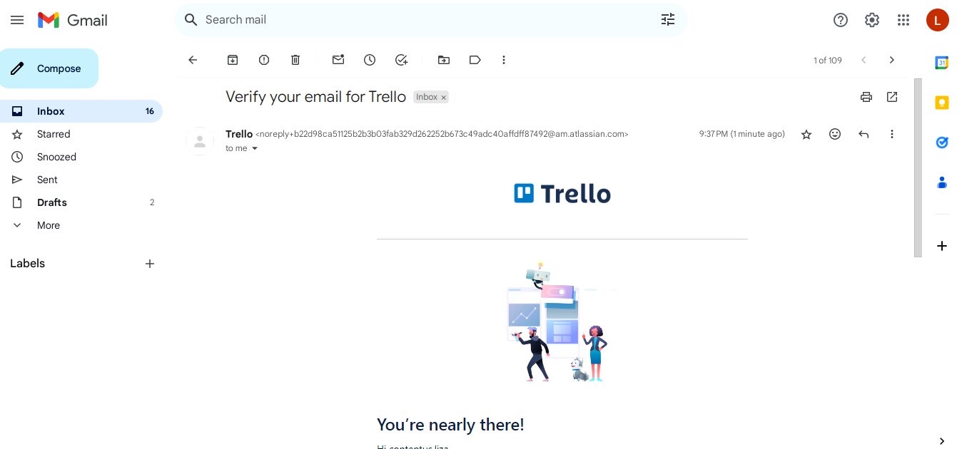 confirm your Trello account via email