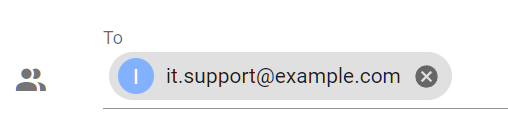 In To, enter the internal team's group email address. In our example, it's the IT department's IT support email address