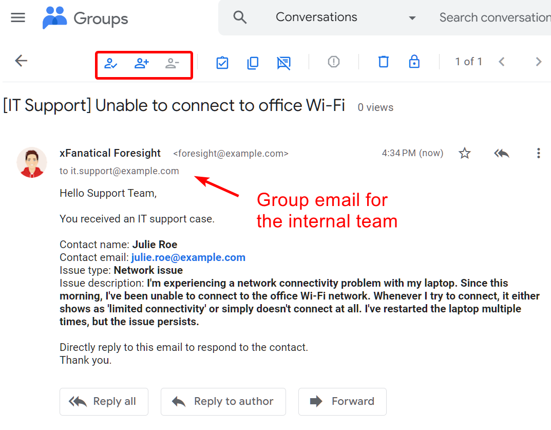 xFanatical Foresight sends an automated notification email to a Google Group when someone submits a Google Form response