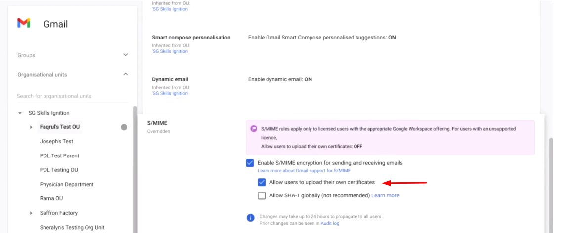 Allow users to upload their certificates.
