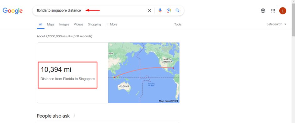 Find distance between two places using smart Google search tricks
