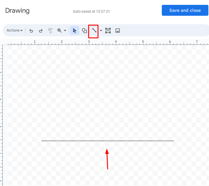 click Line icon to draw a straight line