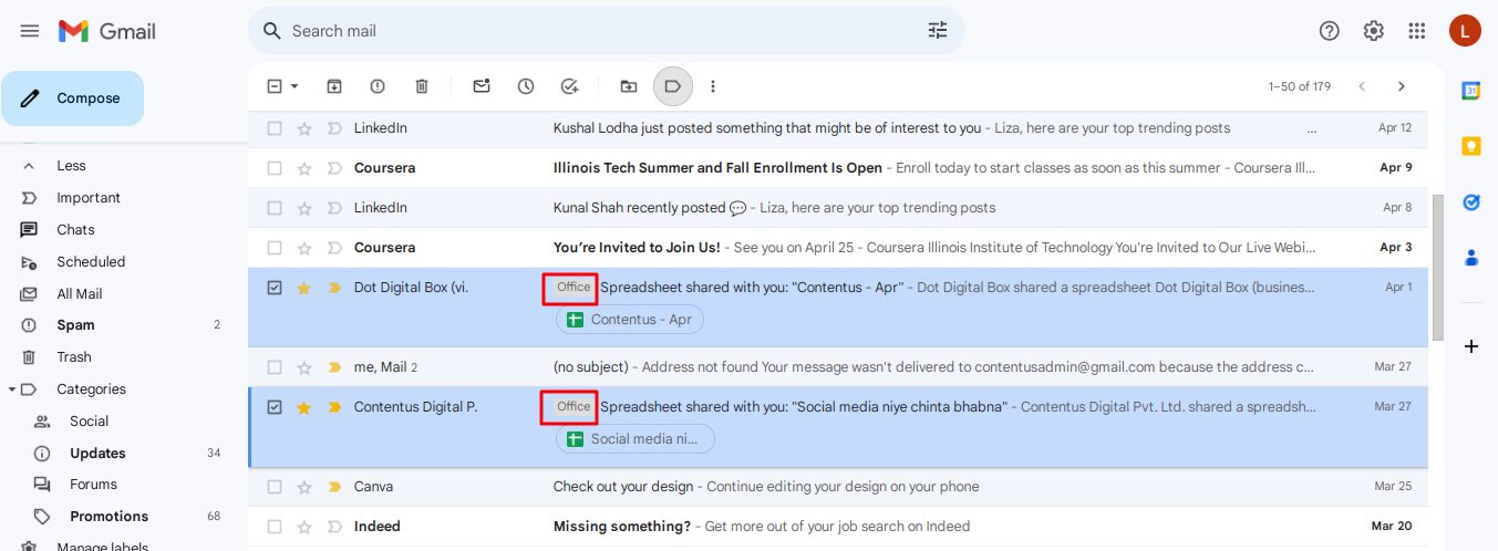 Label is applied for better inbox management